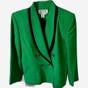 Vintage Atrium Collection Suit Women’s Size 12 Color Green Navy Double Breasted